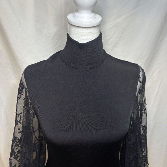 Givenchy Mesh Lace Bodysuit Mock Neck Floral Designer Womens - Picture 3 of 9